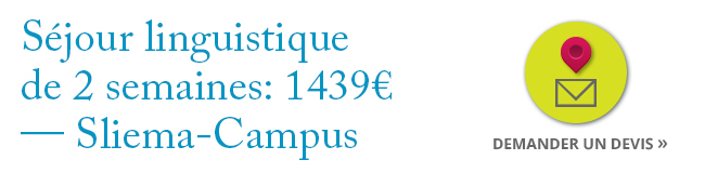 Séjour linguistique de 2 semaines à Sliema Campus Malte pour 1439 euros avec LISA! cours d’anglais avec hébergement pour adultes