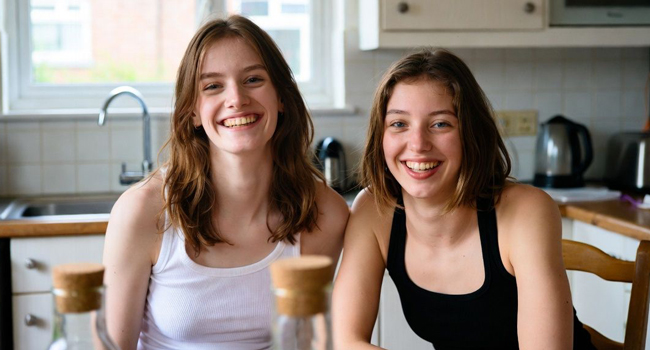Séjours linguistiques en Angleterre Bournemouth avec LISA! – hébergement, cuisine et vie en communauté Deux participantes dans une cuisine partagée à Bournemouth Angleterre lors d’un séjour linguistique LISA!