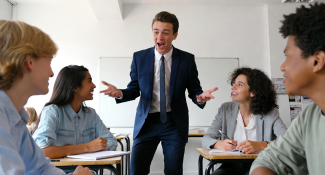 Séjours linguistiques pour adultes en Angleterre Brighton avec LISA! – apprendre l’anglais en classe Participants adultes en cours d’anglais avec enseignant lors d’un séjour linguistique LISA! à Brighton Angleterre