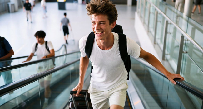 Séjours linguistiques Séoul Hongdae avec LISA! – arrivée, début et expériences inoubliables Homme arrive à Séoul avec valise lors d’un séjour linguistique LISA! commence son aventure linguistique en Corée