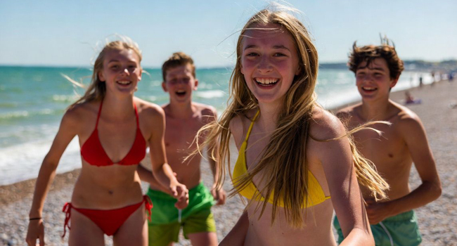 Séjours linguistiques à Portsmouth avec LISA! – réservation, enthousiasme et expériences inoubliables au bord de la mer Étudiants sur la plage à Portsmouth lors d’un séjour linguistique LISA! s’amusent et sont enthousiastes pour leur voyage réservé